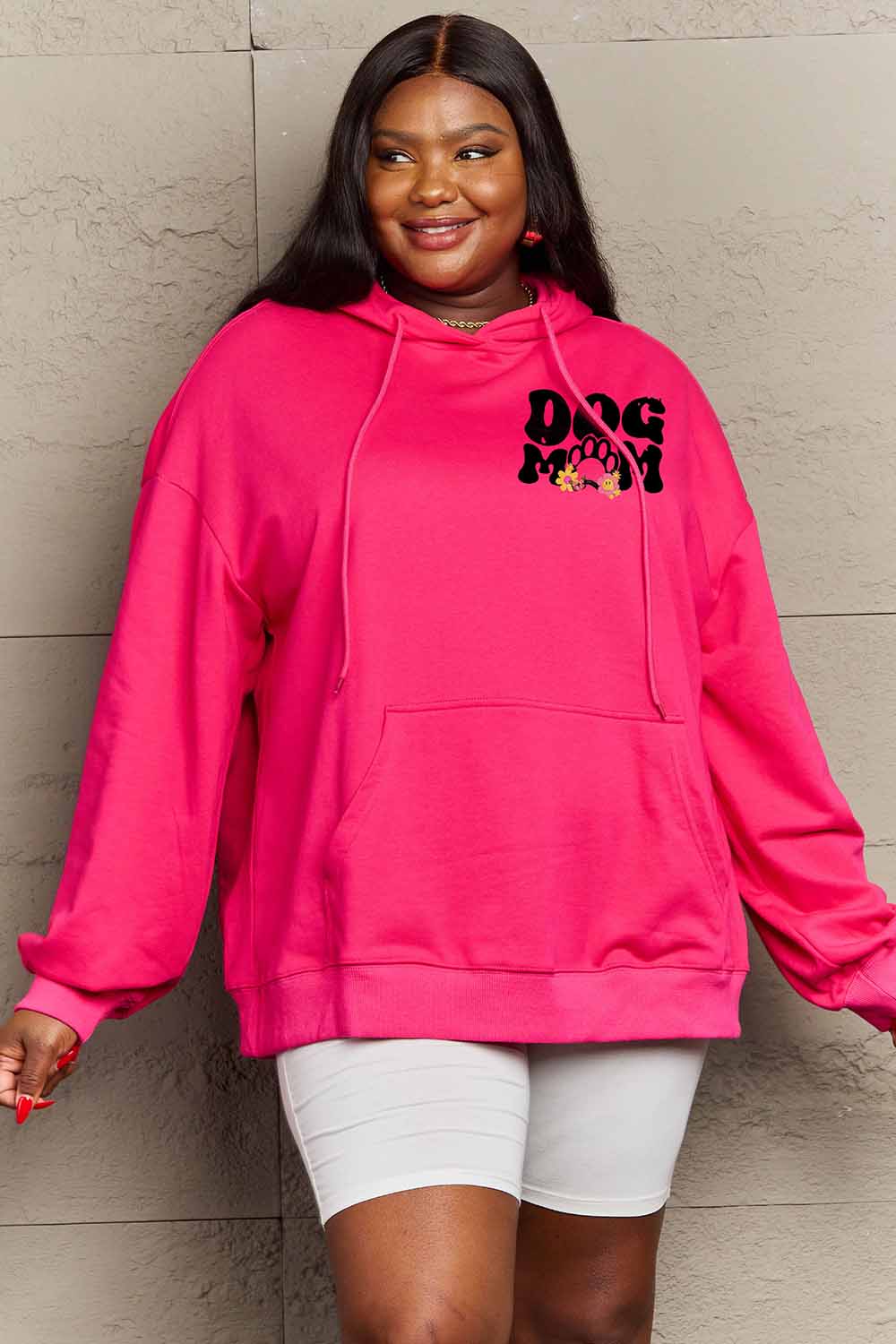 Women's Simply Love Full Size DOG MOM Graphic Hoodie