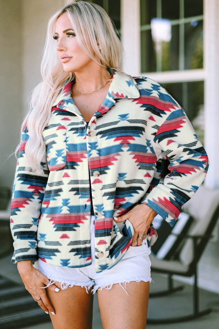 Women's Geometric Patterned Button-Up Jacket