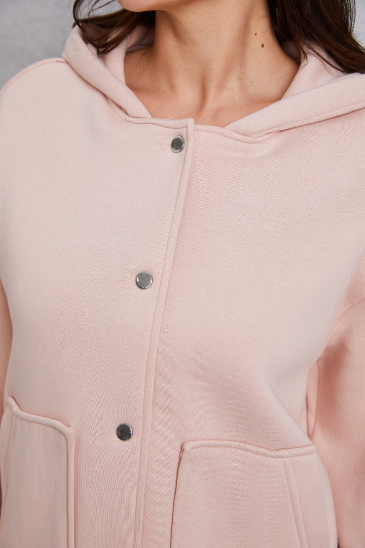 Women's Cozy Snap Down Hoodie with Dropped Shoulders