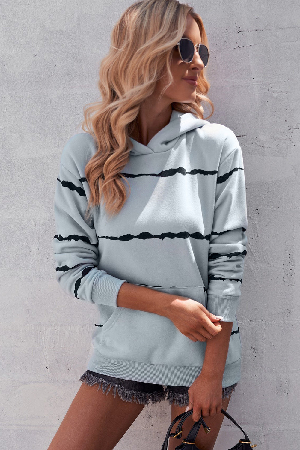 Women's Cozy Striped Hoodie with Kangaroo Pocket