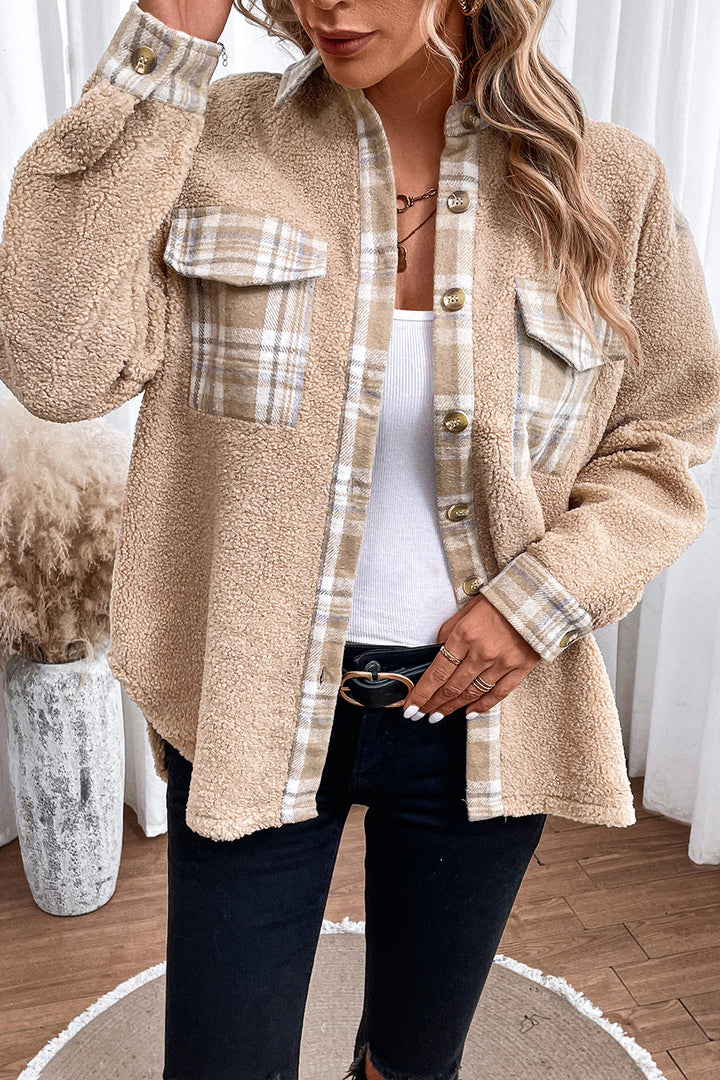 Women's Plaid Collared Button Down Jacket