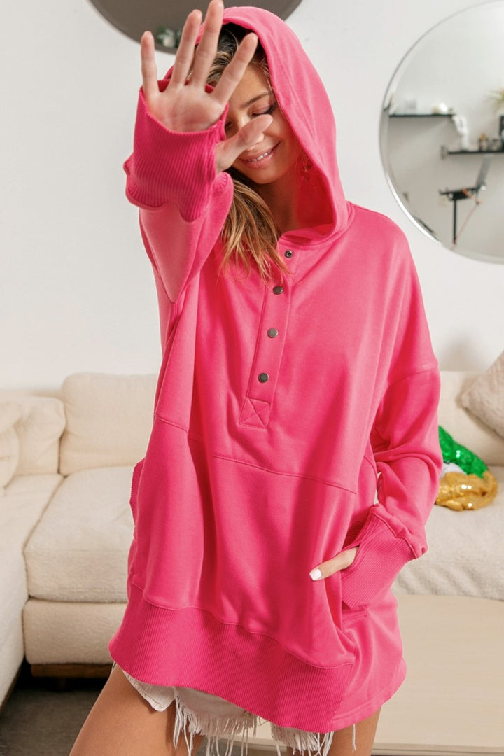 Women's Cozy Half-Snap Hoodie with Thumbholes