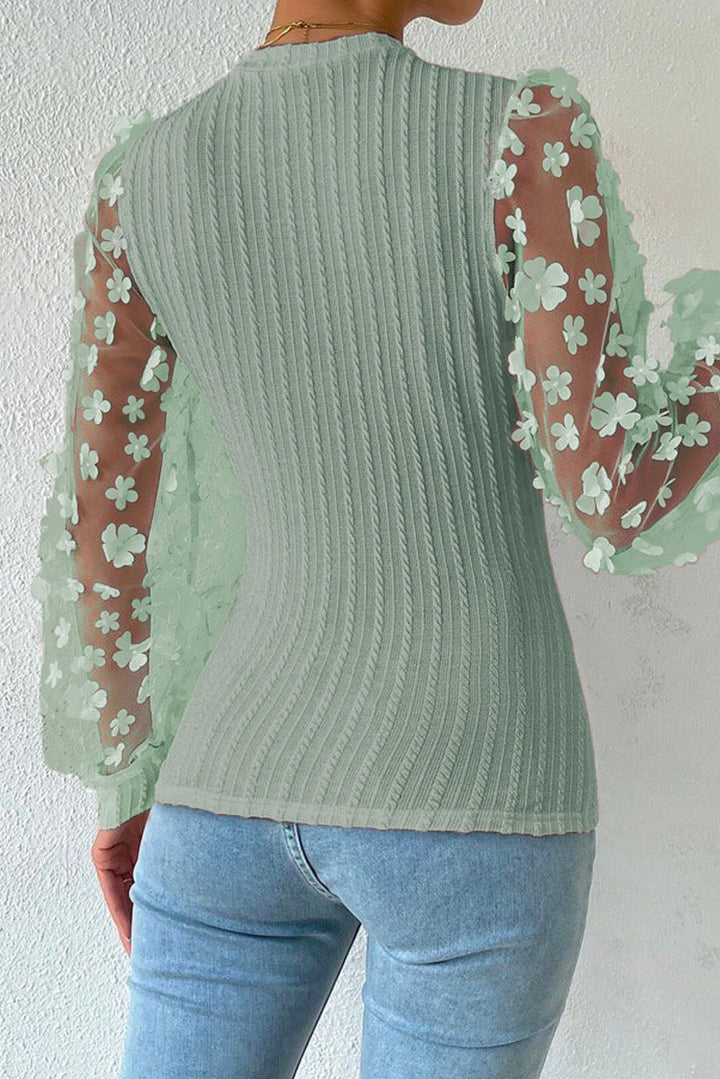 Women's Textured Applique Long Sleeve Blouse