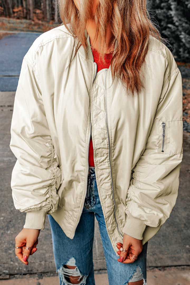 Women's Classic Zip-Up Baseball Collar Jacket