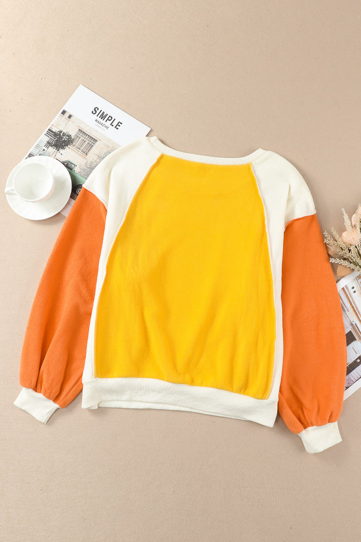 Women's Color Block Round Neck Dropped Shoulder Sweatshirt