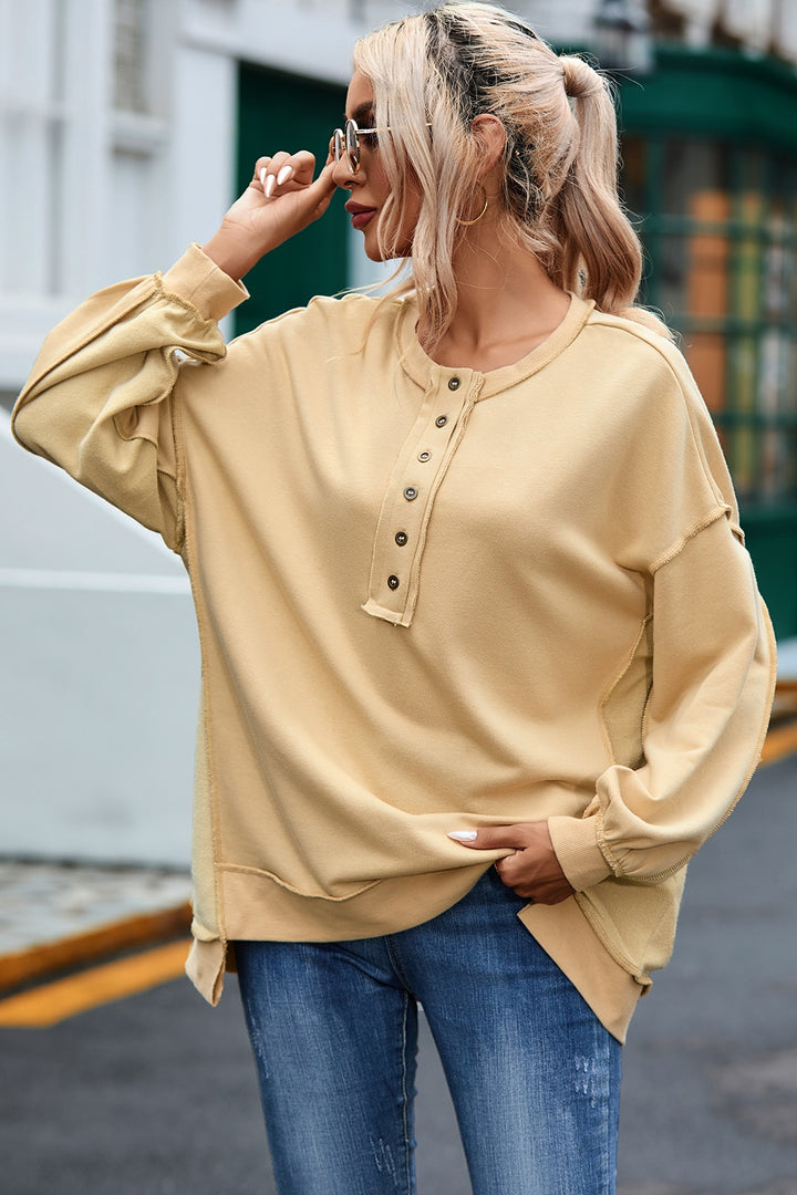 Women's Cozy Button-Up Pullover Sweatshirt