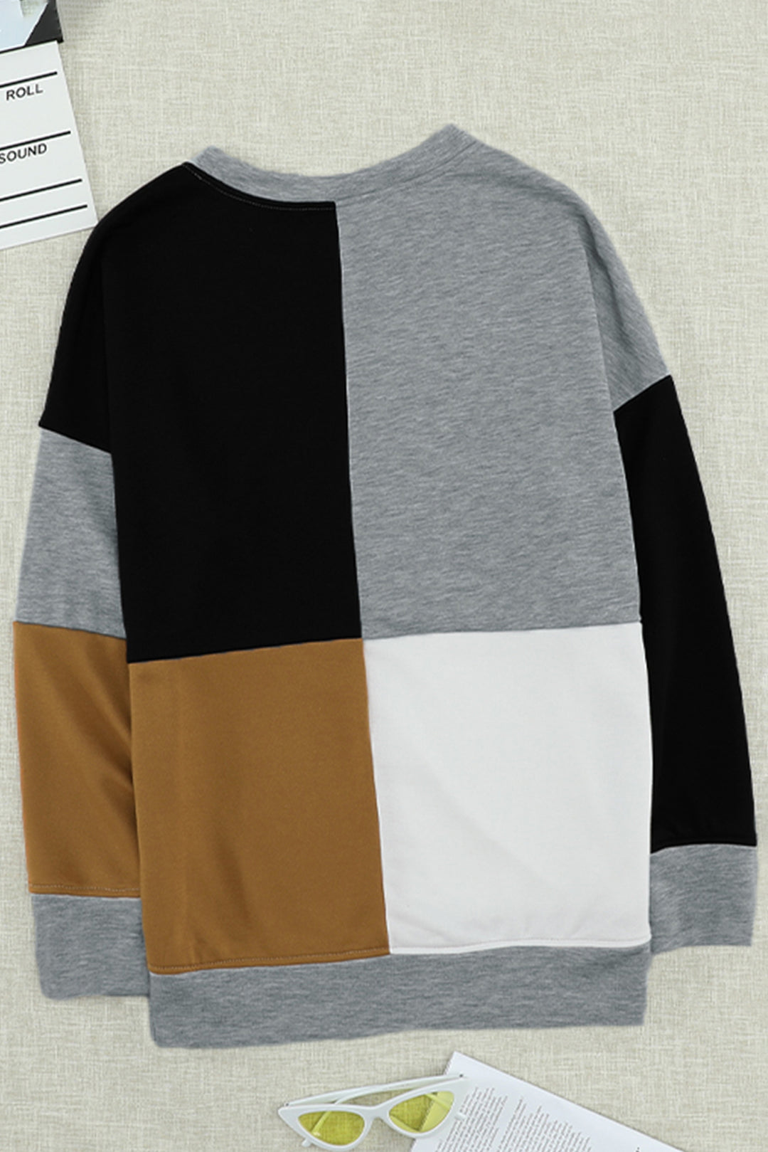 Women's Color Block Round Neck Sweatshirt