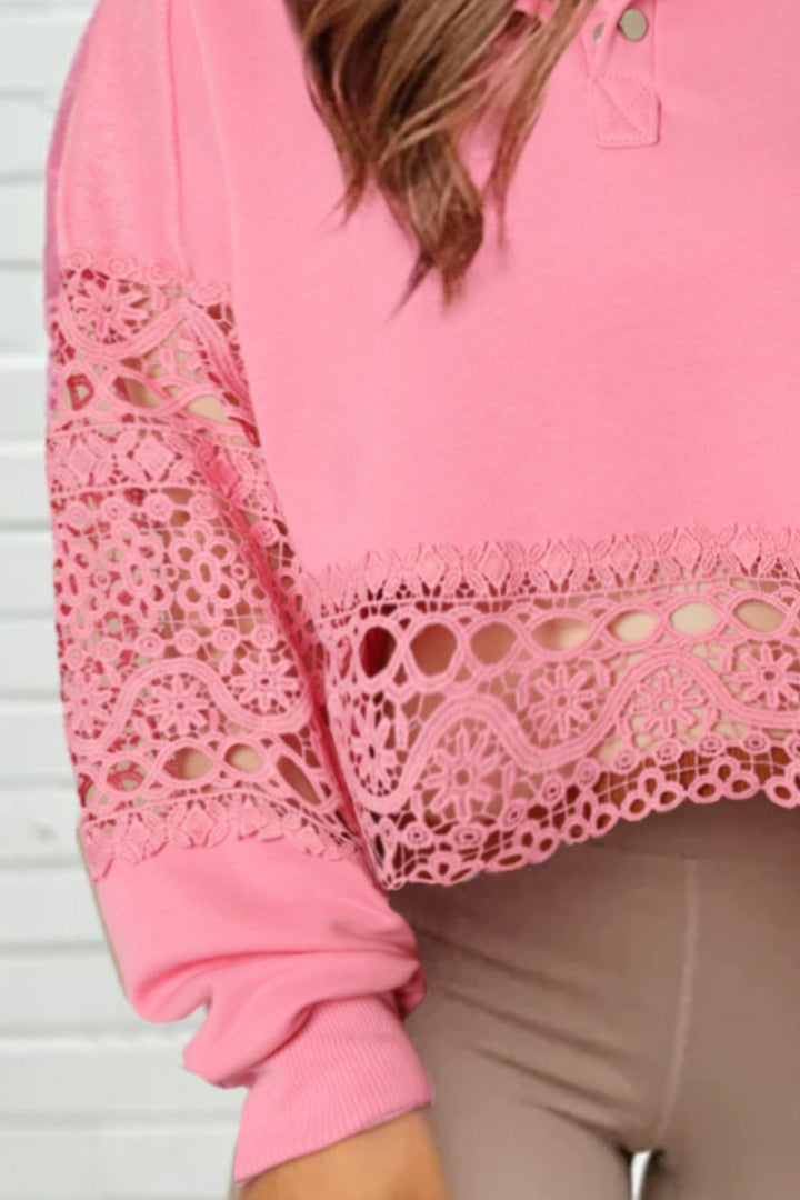 Women's Cozy Crochet Snap Button Sweater