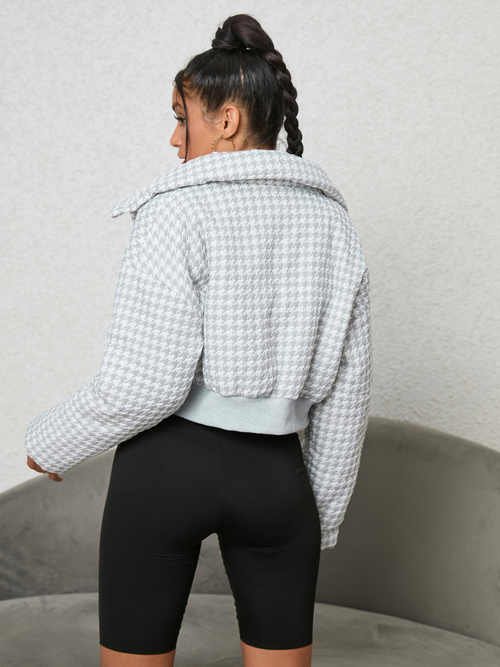 Women's Classic Houndstooth Zip-Up Jacket