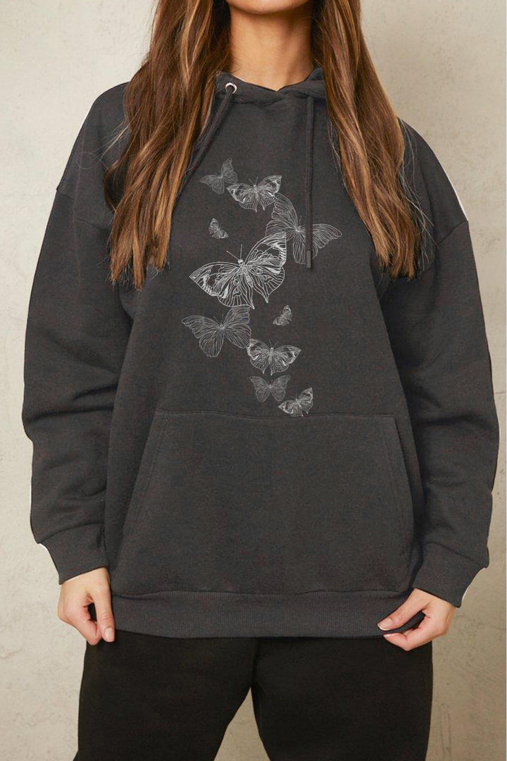 Women's Butterfly Graphic Hoodie - Simply Love Cozy Comfort