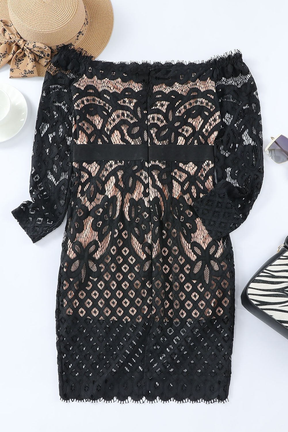 Women's Off-Shoulder Long Sleeve Lace Dress