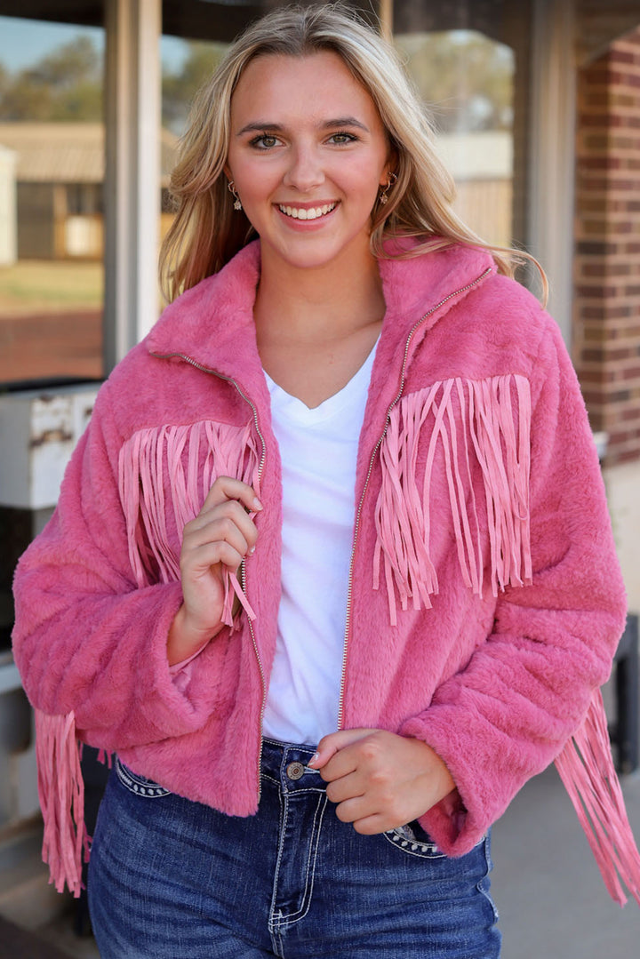 Women's Fringed Zip-Up Jacket