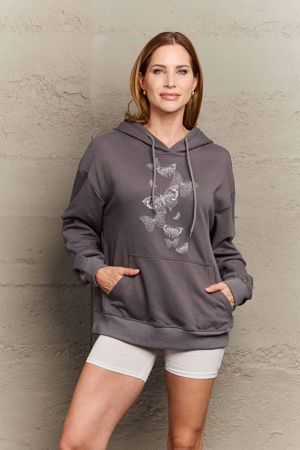 Women's Butterfly Graphic Hoodie - Simply Love Cozy Comfort