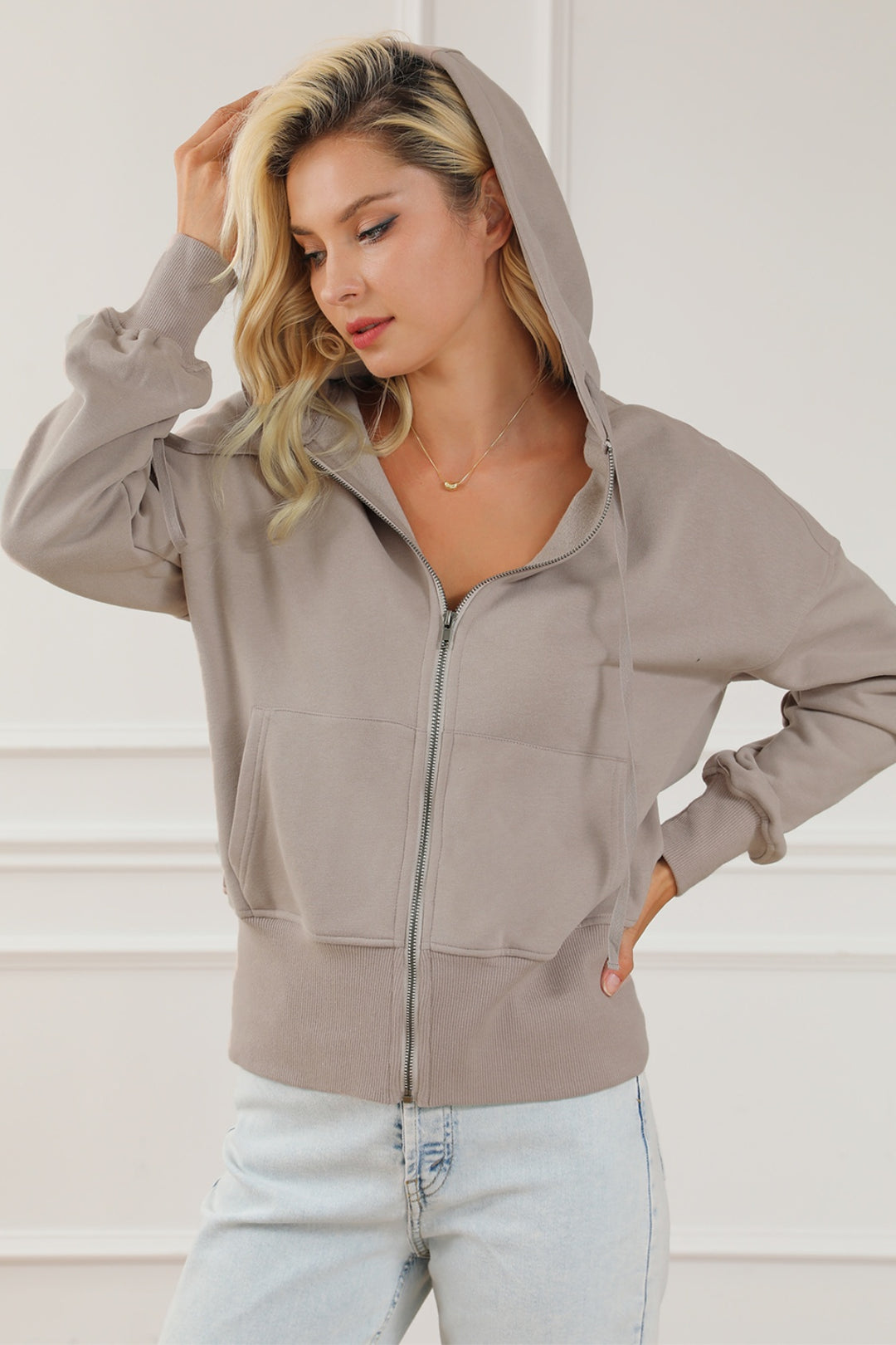 Women's Cozy Comfort Zip-Up Cropped Hoodie