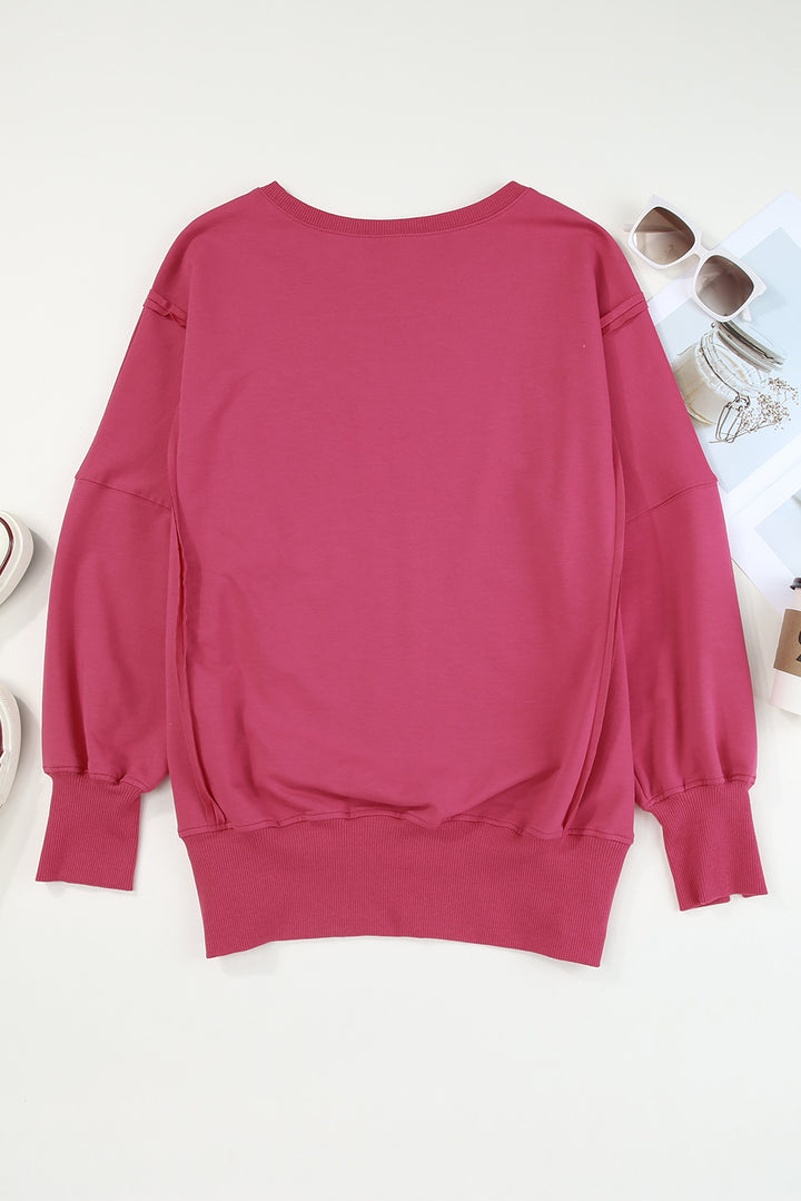 Women's Slit Exposed Seam Round Neck Sweatshirt