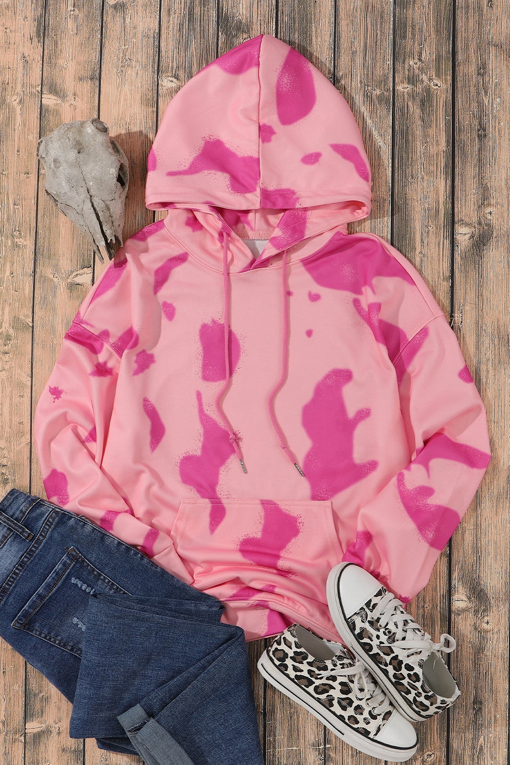 Women's Printed Hoodie with Kangaroo Pocket