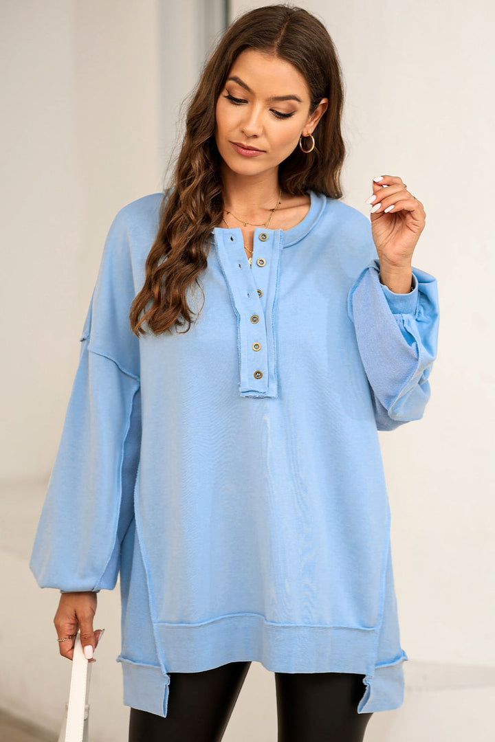 Women's Cozy Button-Up Pullover Sweatshirt