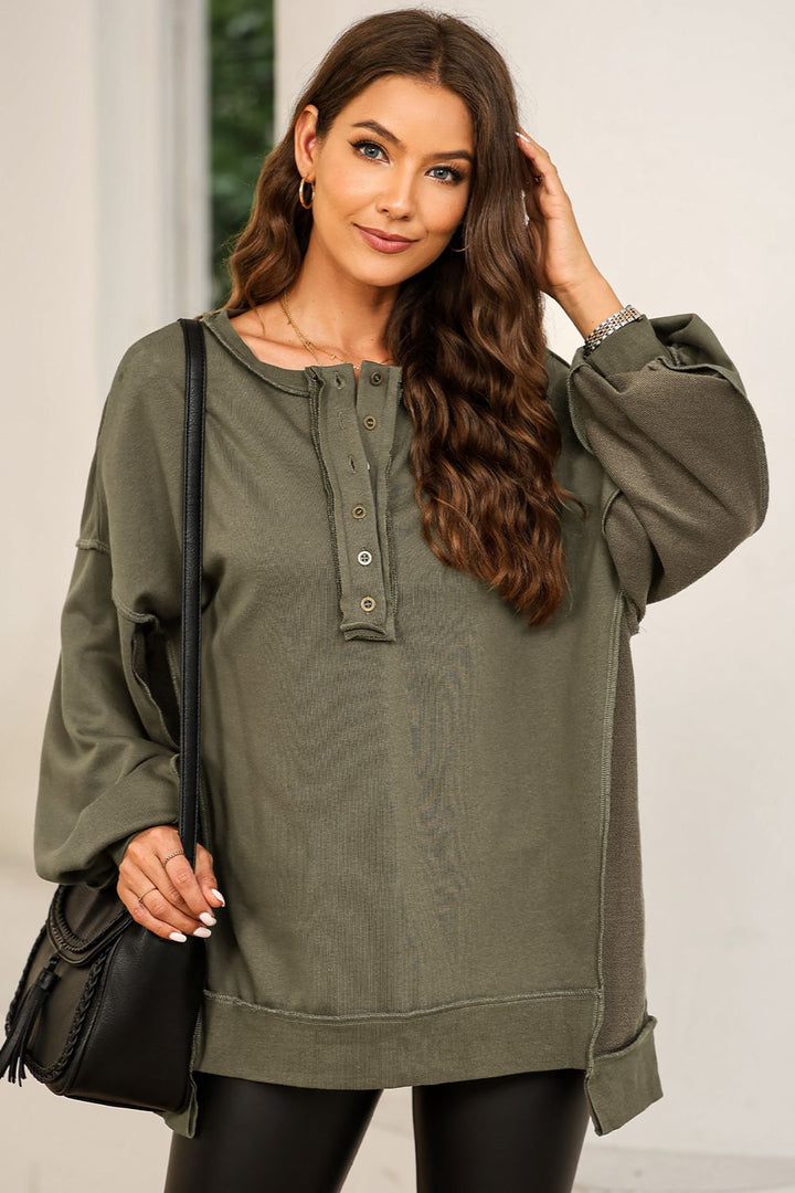 Women's Cozy Button-Up Pullover Sweatshirt