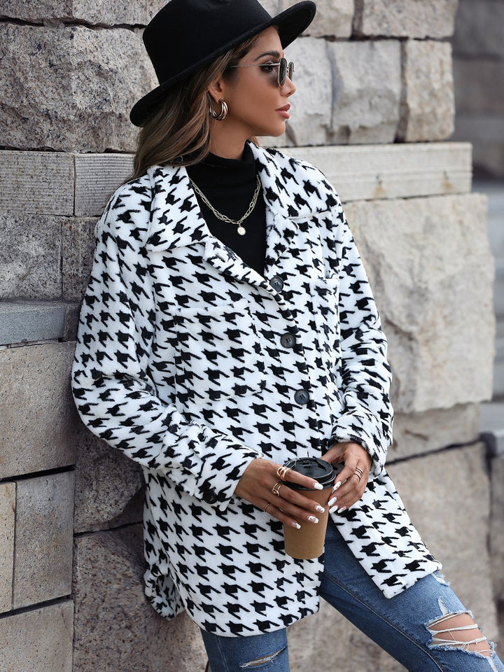 Women's Classic Houndstooth Button Down Jacket