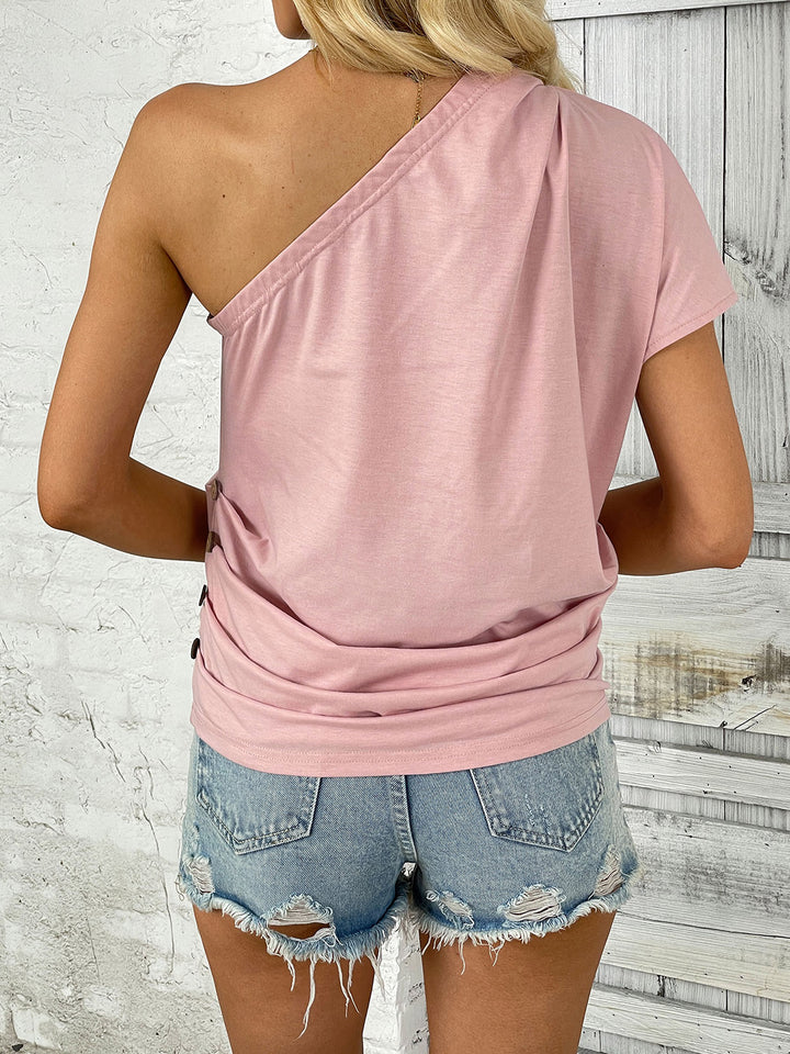 Women's One Shoulder Short Sleeve T-Shirt