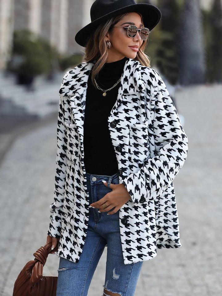 Women's Classic Houndstooth Button Down Jacket