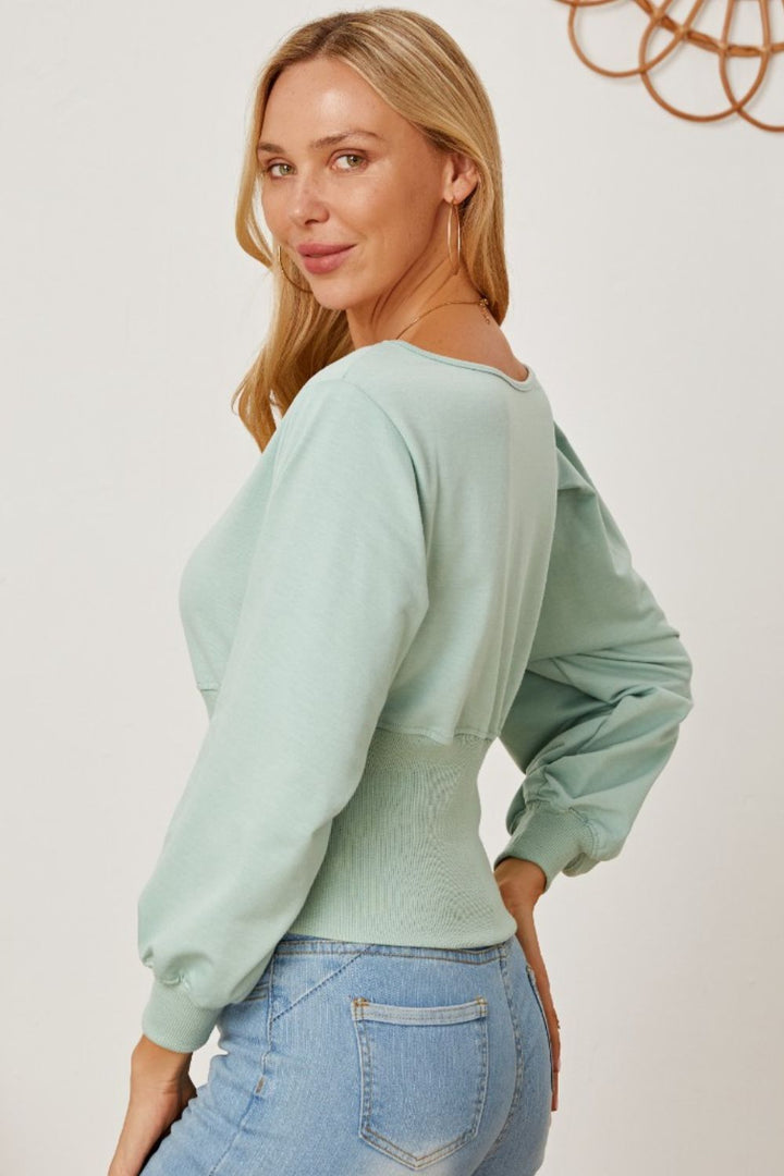 Women's Lantern Sleeve Boat Neck Blouse