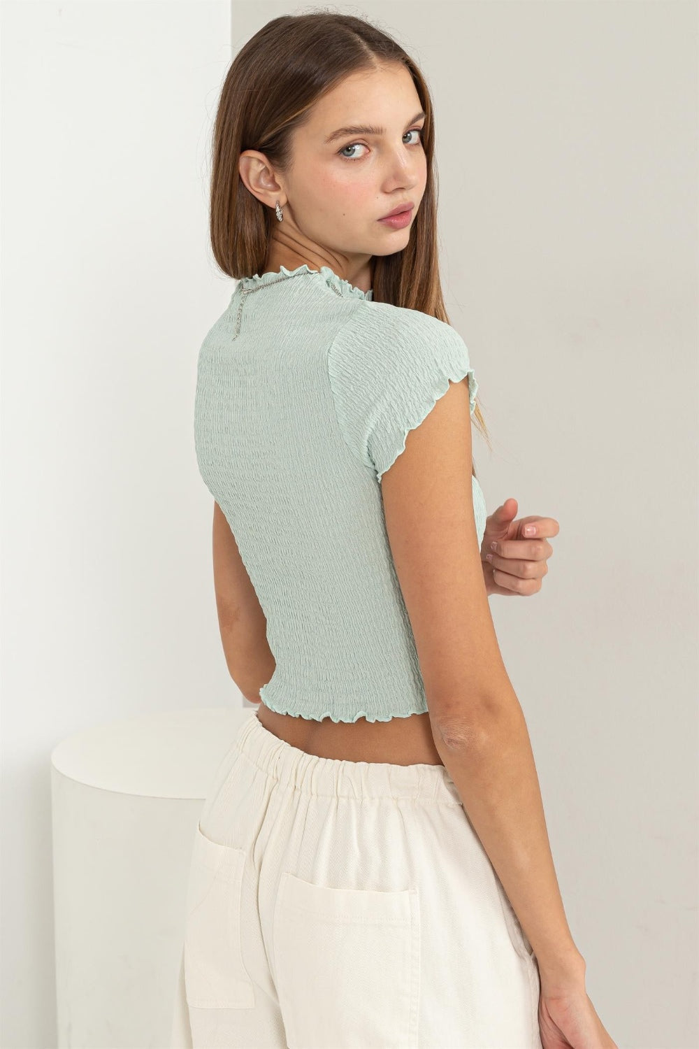 Women's Lettuce Hem Crop Top