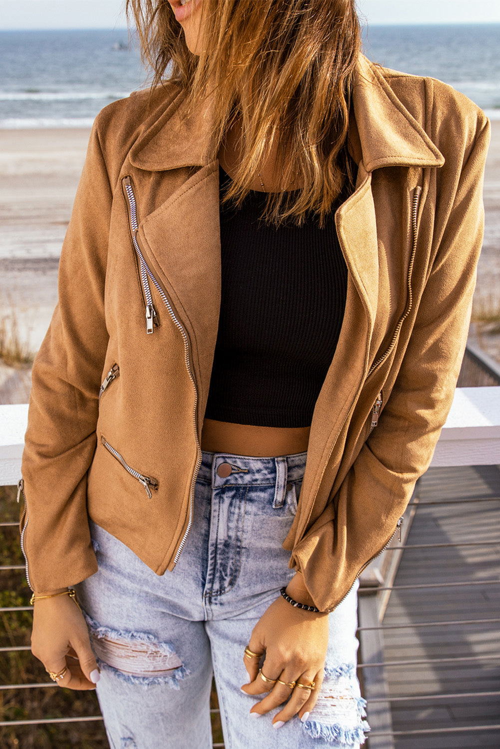 Women's Zip-Up Suede Jacket