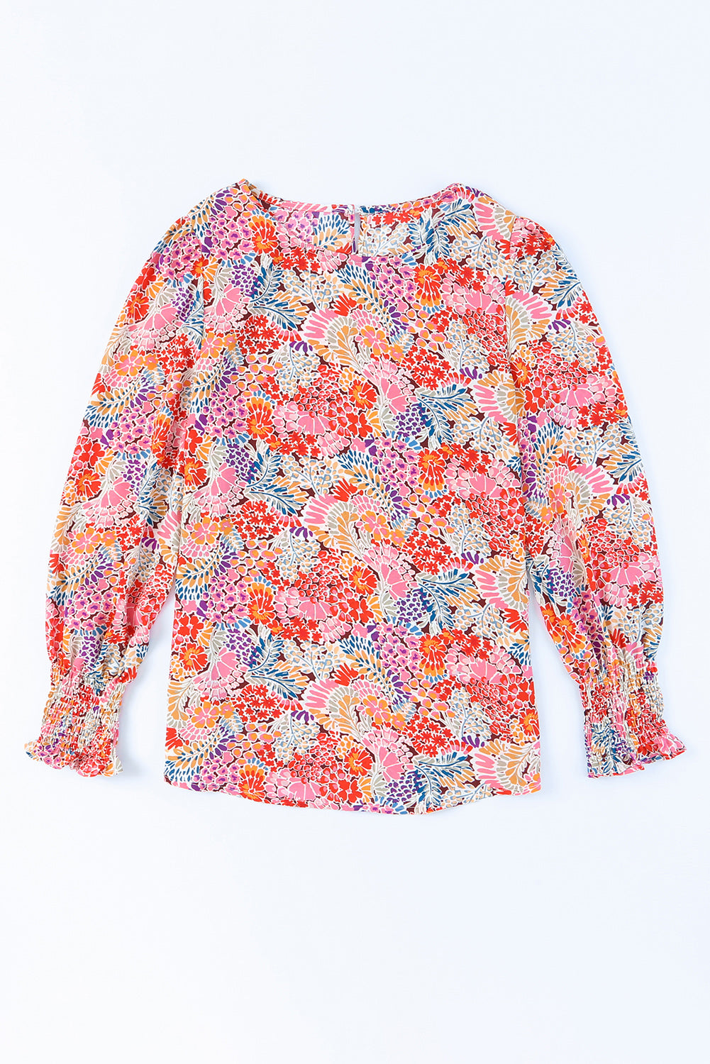 Women's Long Puff Sleeve Blouse with Floral Print