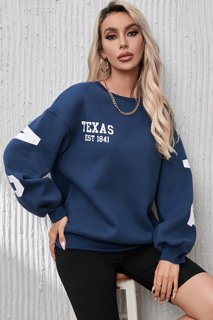 Women's Cozy Letter Graphic Round Neck Dropped Shoulder Sweatshirt