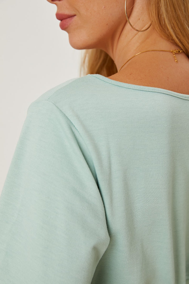 Women's Lantern Sleeve Boat Neck Blouse