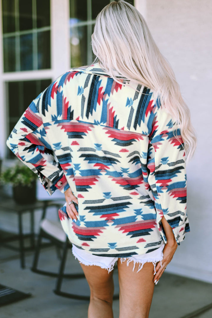 Women's Geometric Patterned Button-Up Jacket