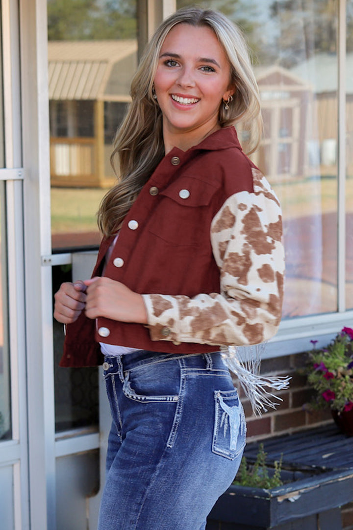 Women's Fringed Button Down Jacket with Unique Detailing