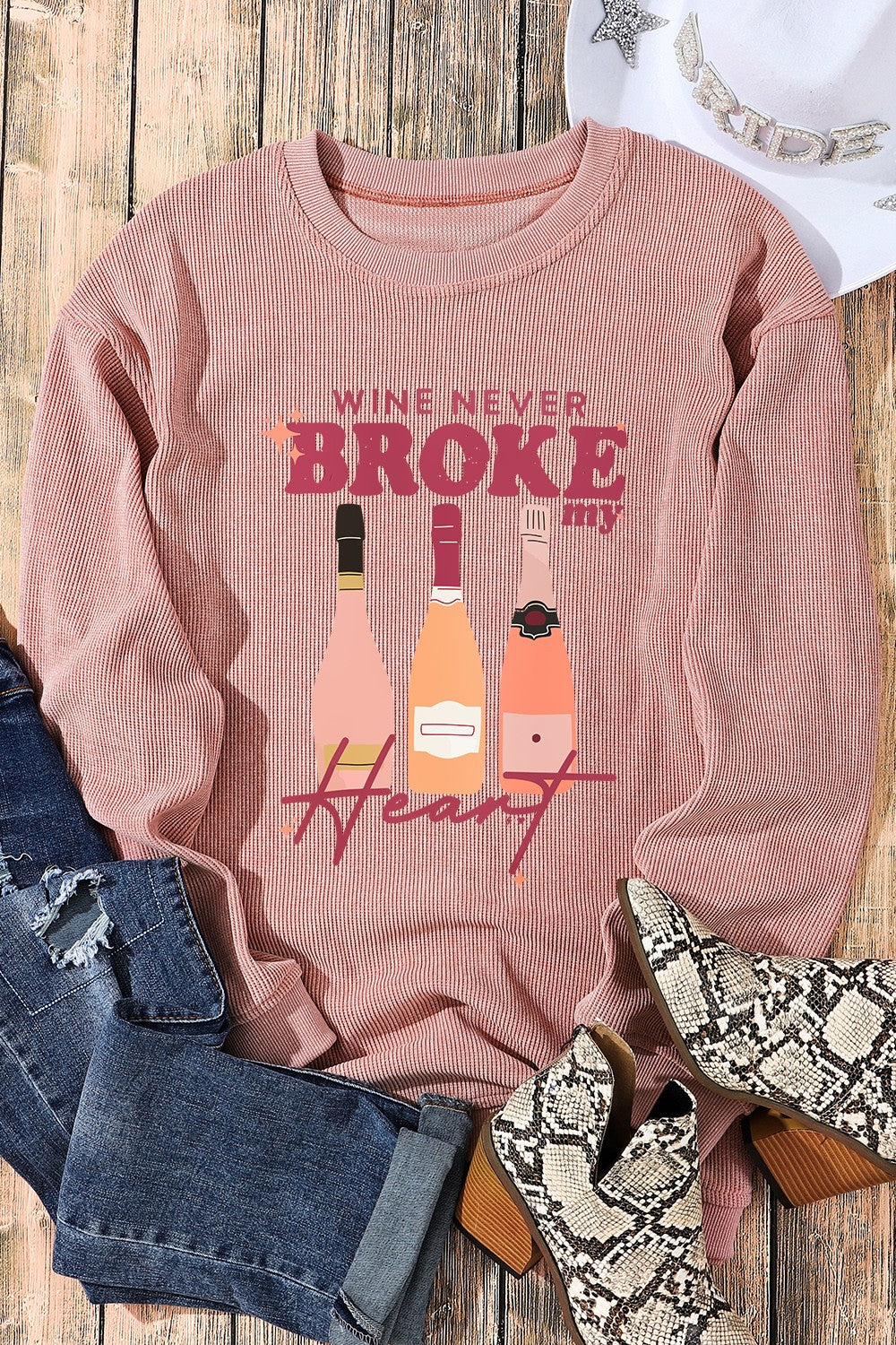 Women's Heartfelt Wine Lover Round Neck Sweatshirt