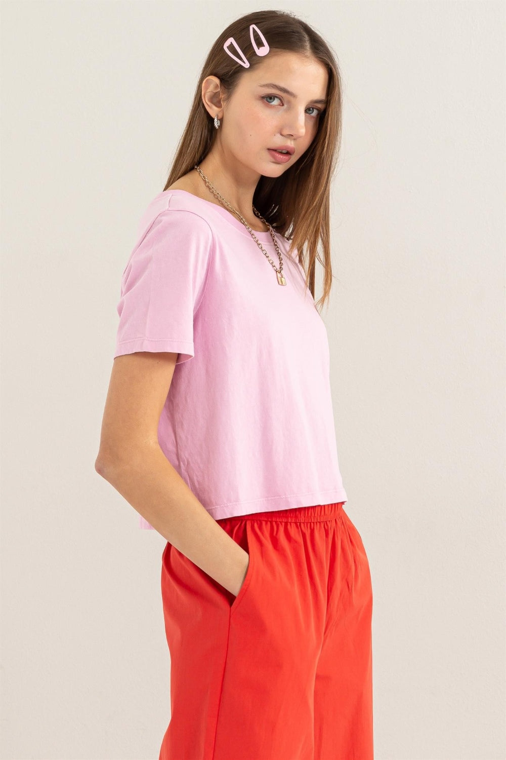 Women's Round Neck Cropped T-Shirt