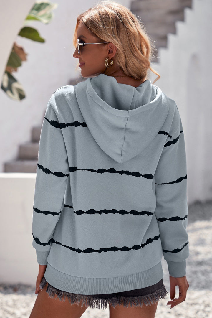 Women's Cozy Striped Hoodie with Kangaroo Pocket