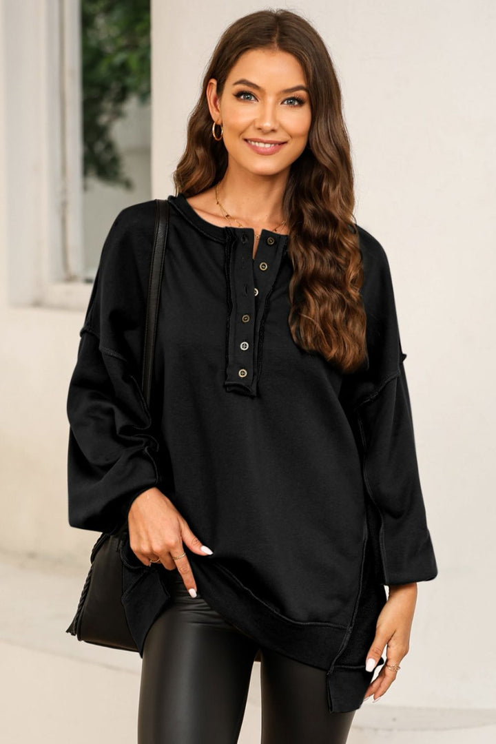 Women's Cozy Button-Up Pullover Sweatshirt