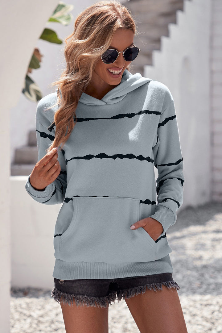 Women's Cozy Striped Hoodie with Kangaroo Pocket