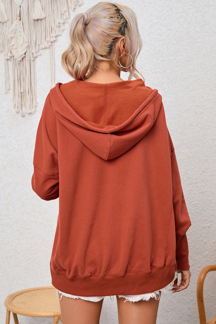 Women's Cozy Drop-Shoulder Buttoned Hoodie