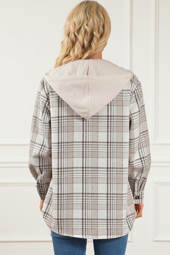 Women's Plaid Hooded Button-Down Jacket