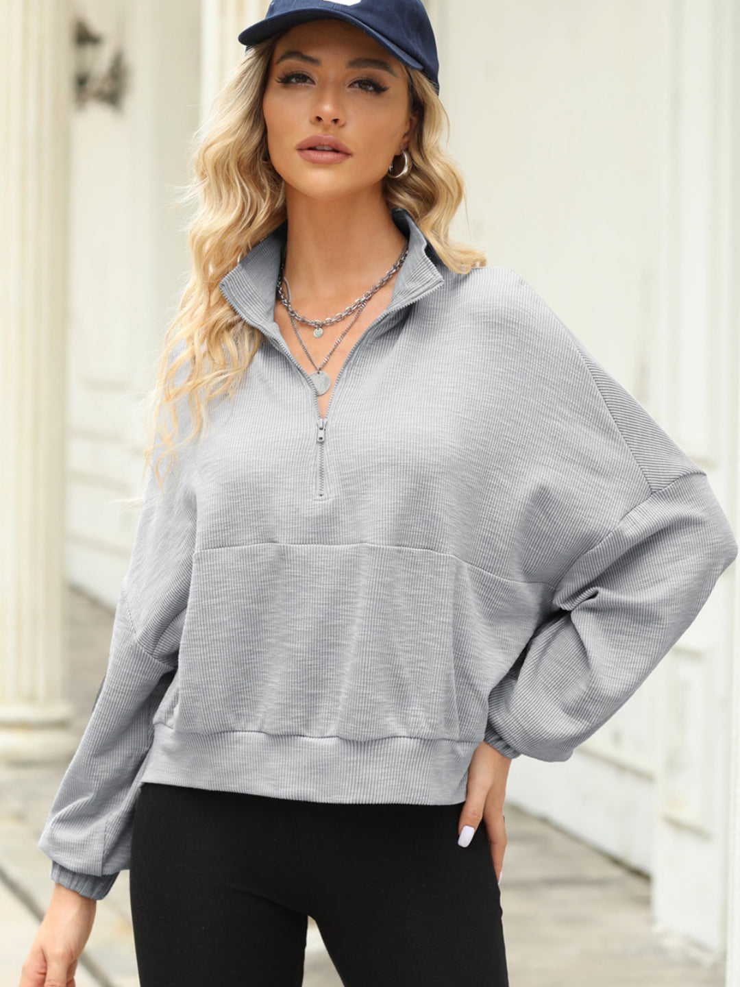 Women's Half-Zip Collared Sweatshirt