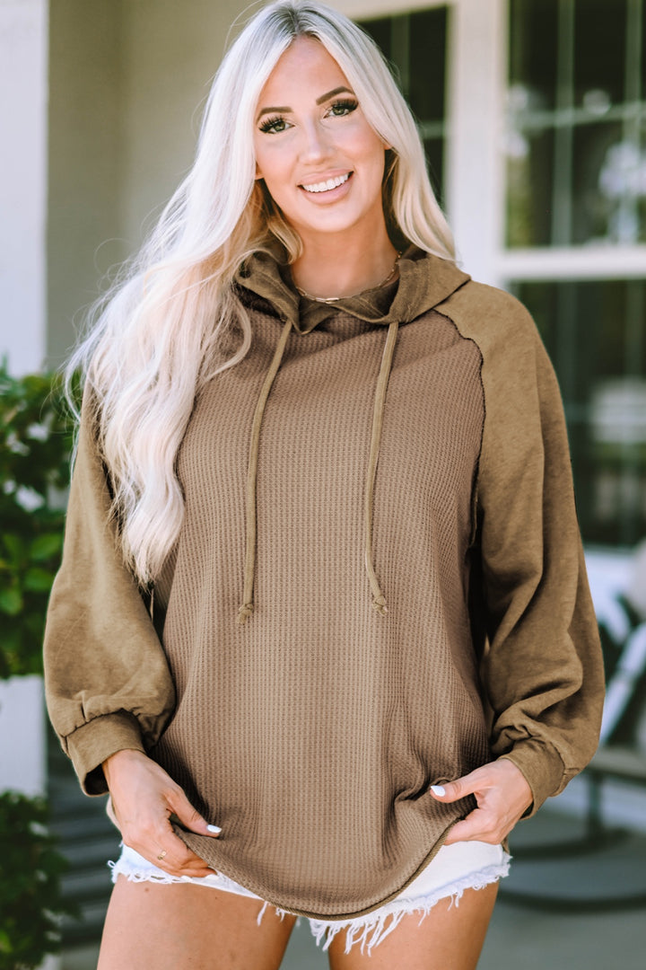 Women's Cozy Waffle-Knit Hoodie with Drawstring